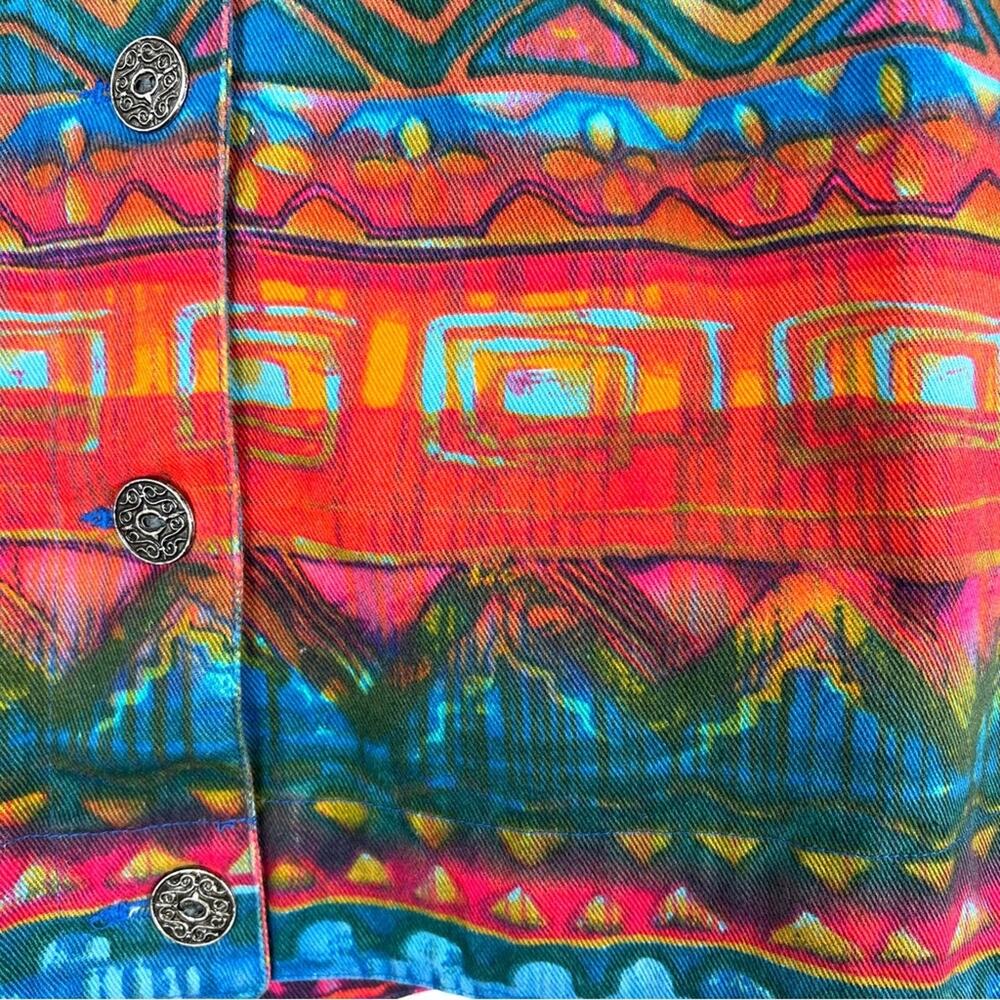 Vintage Chico’s Design | Colorful Aztec Printed Jacket Artsy Casual Festival S - Picture 4 of 8